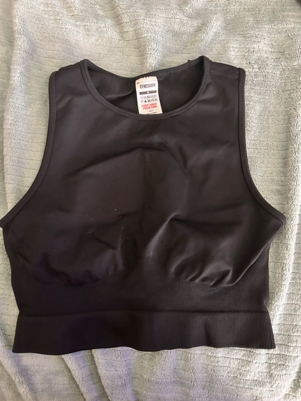 Gymshark Black High-Neck Ribbed Hem Crop Top